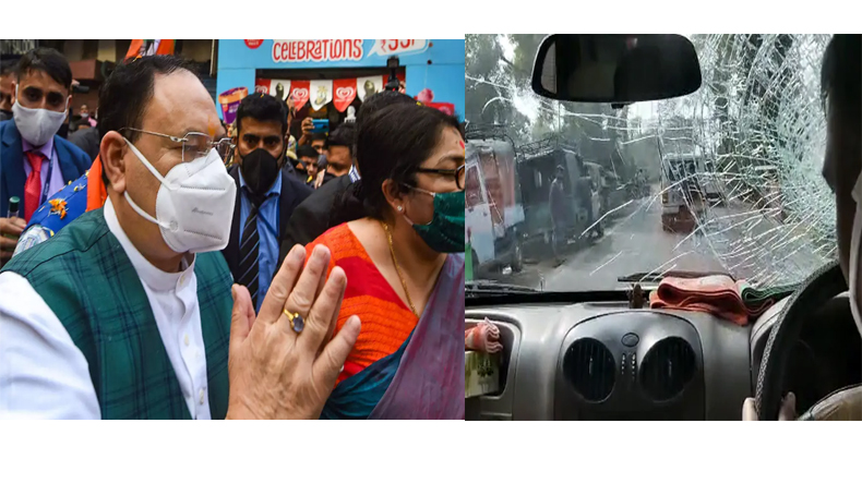 Stones hurled at JP Nadda's convoy, Kailash Vijayvargiya's vehicle ransacked in Bengal