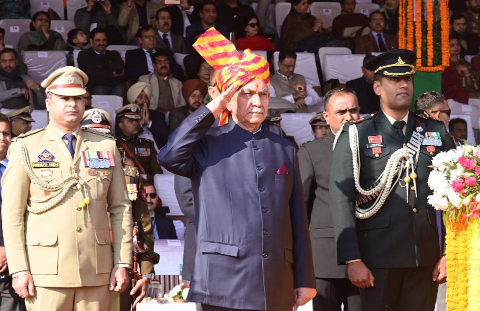 Lieutenant Governor Manoj Sinha unfurls National Flag at Republic Day function