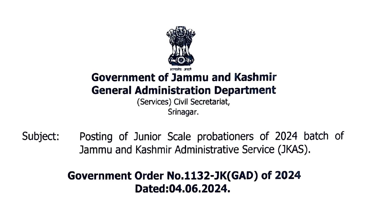 Government orders placement of services of 97 JKAS officers in different departments