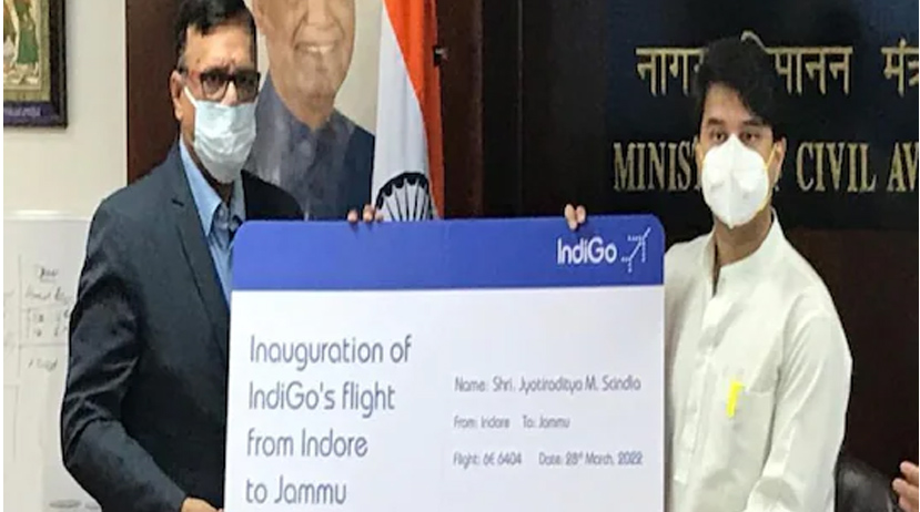Scindia Inaugurates Indigo's Flight On Indore-Jammu Route