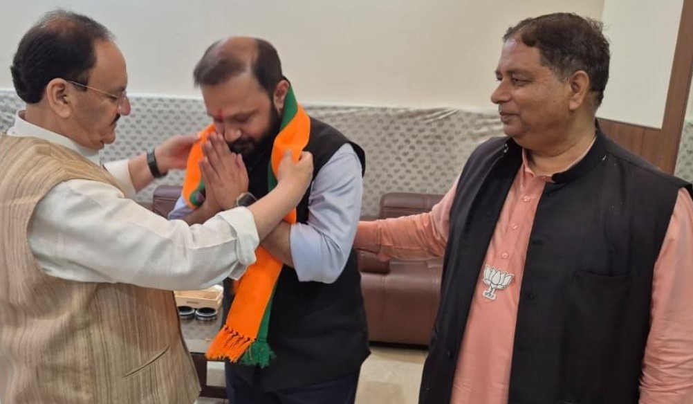 Nadda welcomes Ankur Sharma to BJP