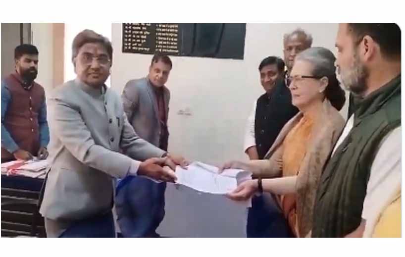 Sonia Gandhi files nomination for Rajya Sabha from Rajasthan