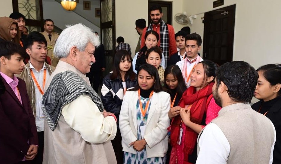 Lt Governor interacts with delegation of students visiting J&K under SEIL initiative