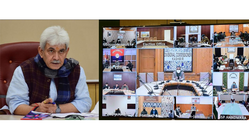 Lt Governor interacts with Div Coms, DCs, SPs; reviews election preparedness
