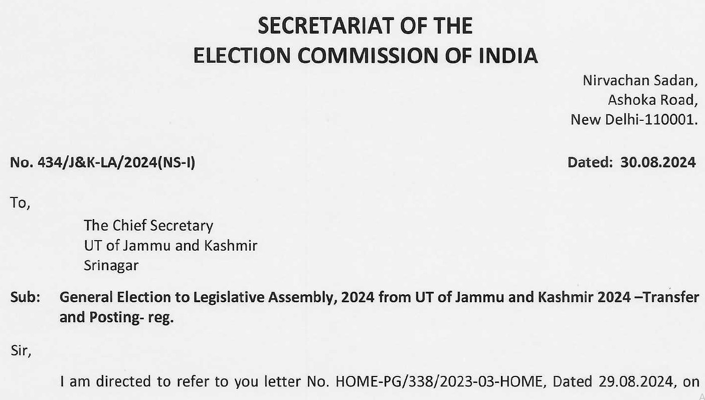 ECI approves transfers and postings of 4 SSP in Kashmir Province ; Imitiaz SSP Srinagar