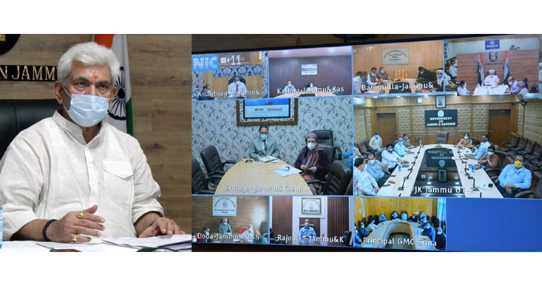 Lt Governor chairs meeting on Covid-19 situation with Senior Doctors from across J&K