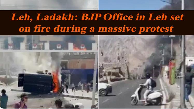 Youth-led protest in Ladakh amid statehood demands; BJP office set on fire