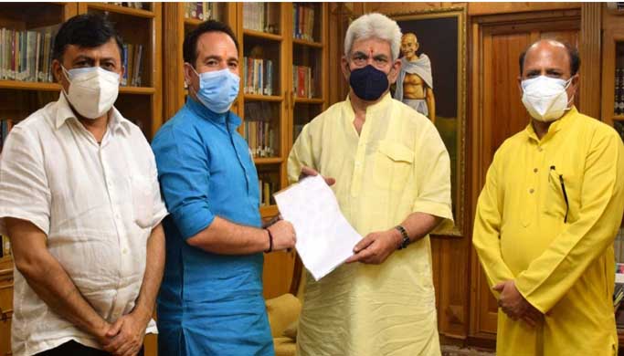 Former Ministers; VC Cluster University Srinagar, Social Activist call on Lt Governor