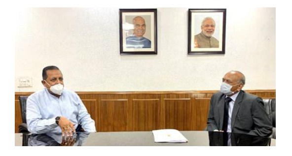 Lieutenant Governor R K Mathur calls on Union Minister Dr Jitendra Singh