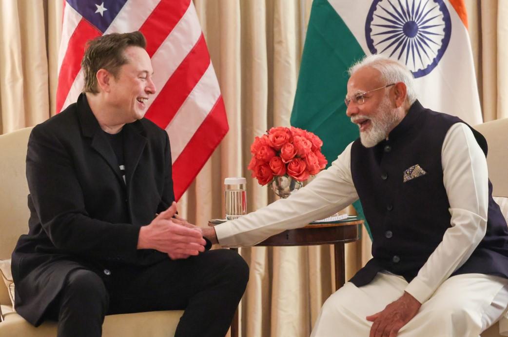 PM Modi meets Elon Musk in Washington DC, billionaire's son X accompanies him