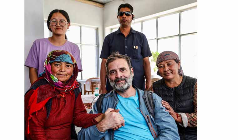 Rahul Gandhi interacts with army veterans during his ongoing Ladakh visit