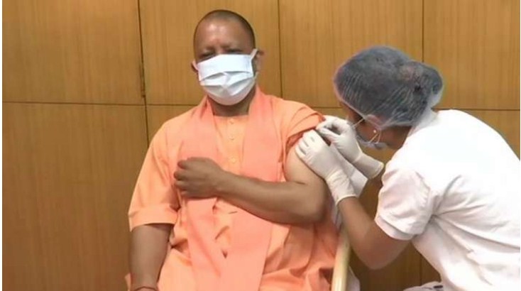 Uttar Pradesh Chief Minister Yogi Adityanath receives first dose of Covid-19 vaccine