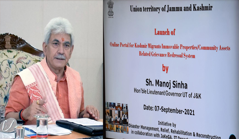 Lt Governor launches online portal for time bound redressal of grievances related to Kashmir Migrants' Immovable properties