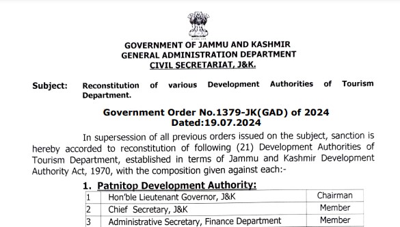Reconstitution of various Development authorities of Tourism Department