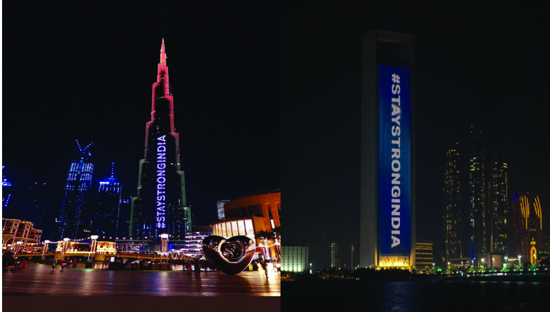 Burj Khalifa Lights Up In Tricolour As UAE Expresses Solidarity With India In Fight Against COVID-19