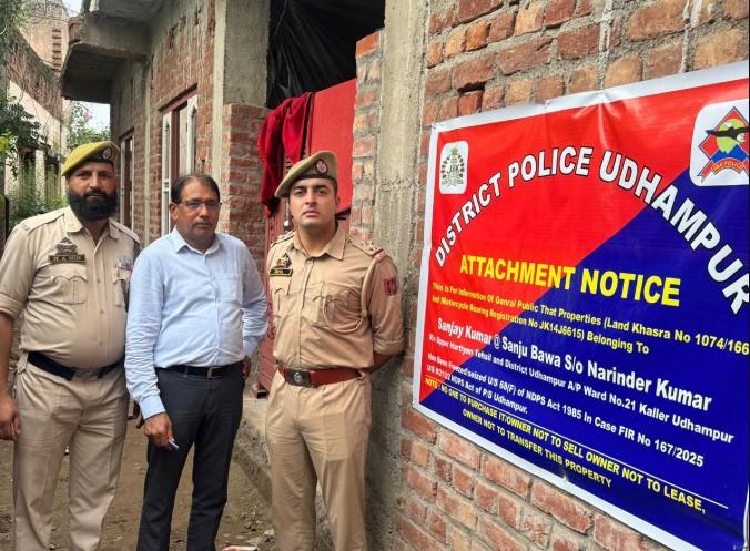 J-K Police attaches drug peddler’s property worth Rs 50 lakh in Udhampur