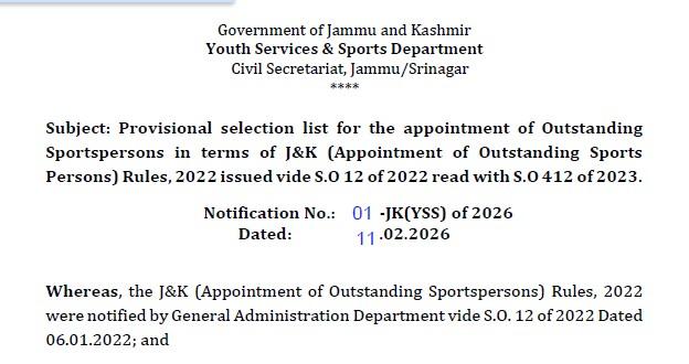 YSS issues provisional appointment list of Outstanding sportspersons