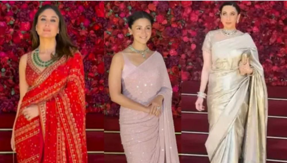 Aadar Jain wedding: Kareena Kapoor, Alia Bhatt, Karisma Kapoor stun in sarees, check their looks here