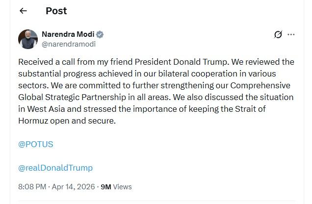 Trump Dials PM Modi, Discusses Bilateral Cooperation, Strait Of Hormuz