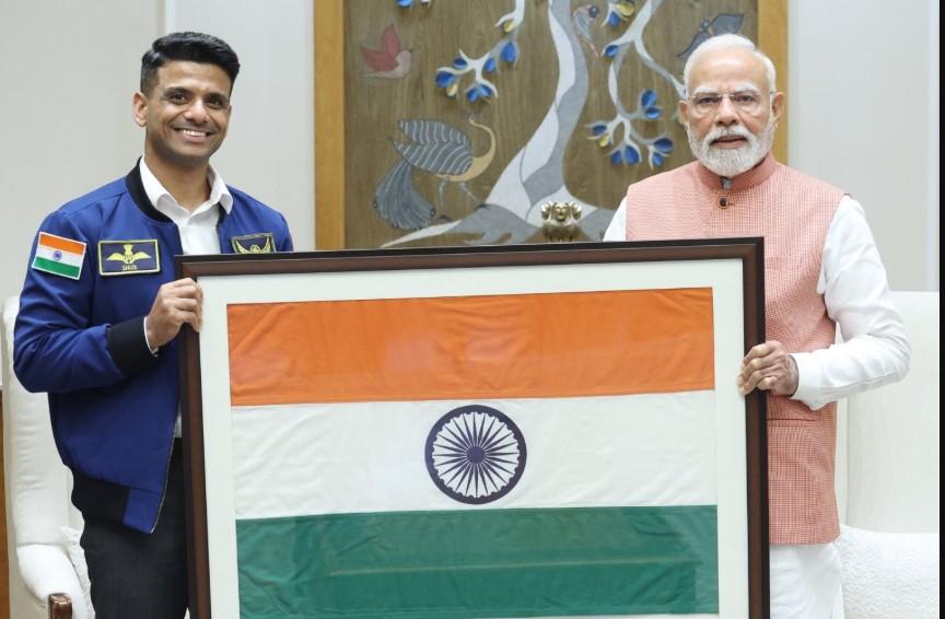 Shubhanshu Shukla meets PM Modi, gifts Indian Flag he carried to International Space Station