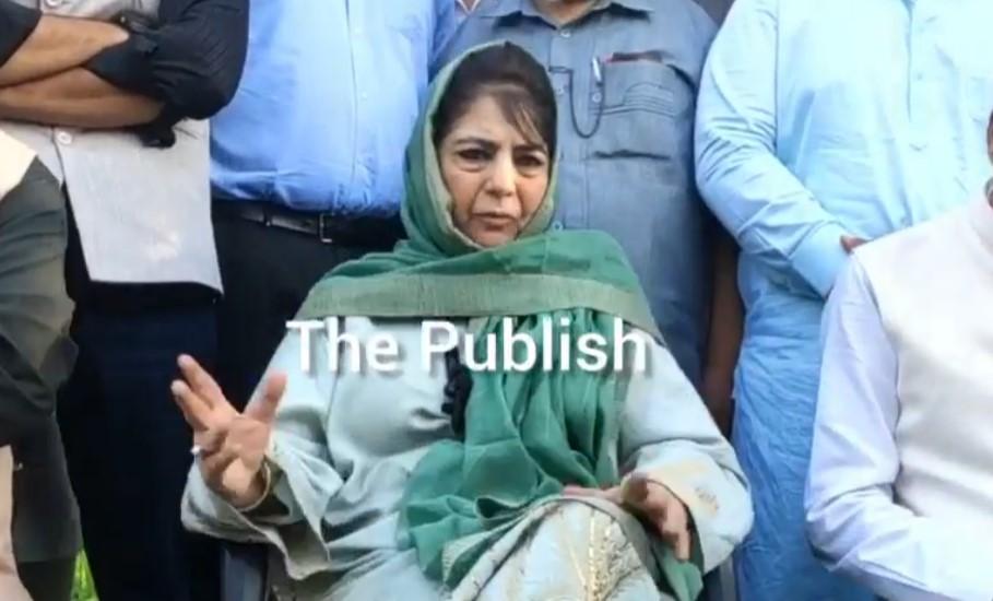 Mehooba Mufti Addressing Media in Poonch