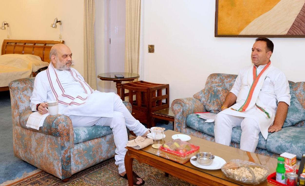 LoP Sunil Sharma briefs Union H M Amit Shah on devastation caused by cloudbursts and floods in Jammu region