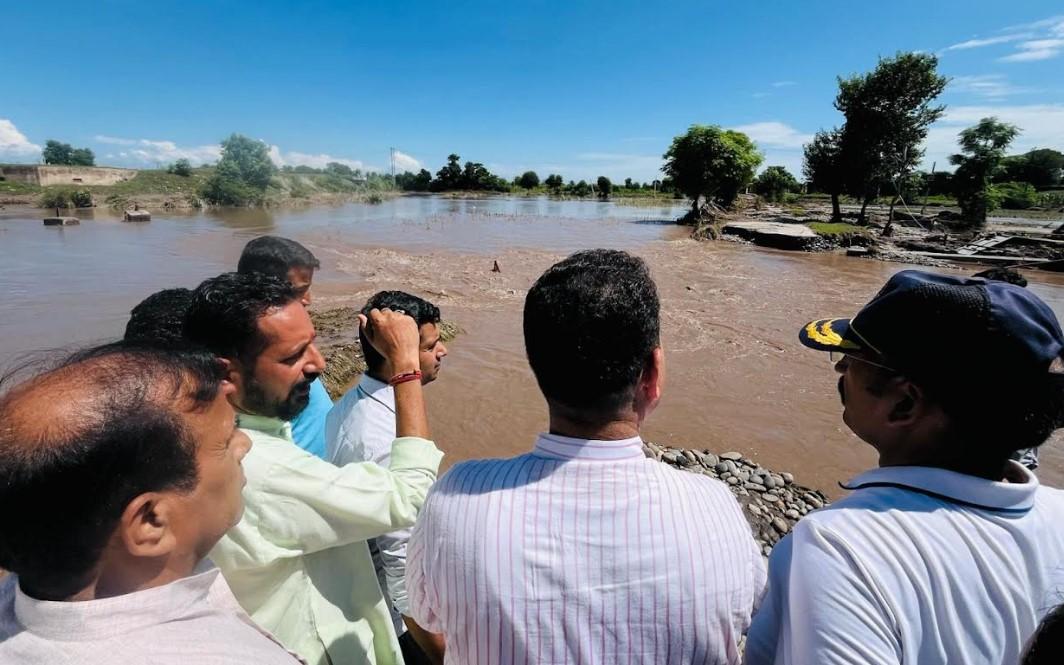 Sunil Sharma visits flood-affected areas in Akhnoor constituency