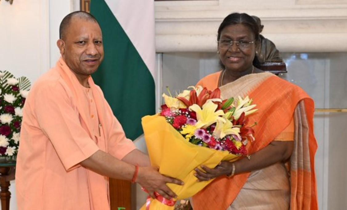 Chief Minister of Uttar Pradesh Yogi Adityanath calls on President Droupadi Murmu at Rashtrapati Bhavan.