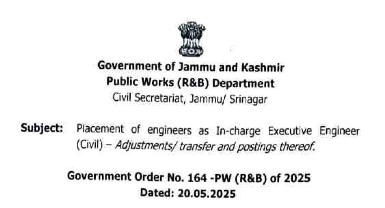 Government order promotion of 6 AEEs as Executive Engineers in PWD; 57 Xens transferred