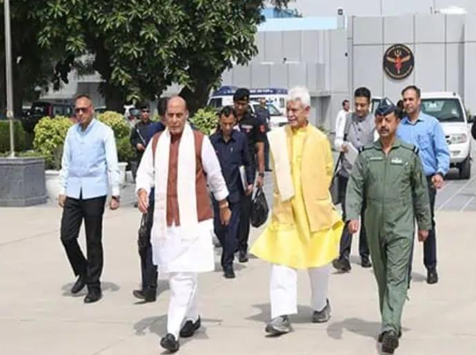 Union Defence Minister Rajnath Singh leaves for Srinagar