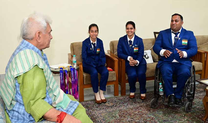 J&K: LG Manoj Sinha honors Para Archers Ms Sheetal Devi and Rakesh Kumar