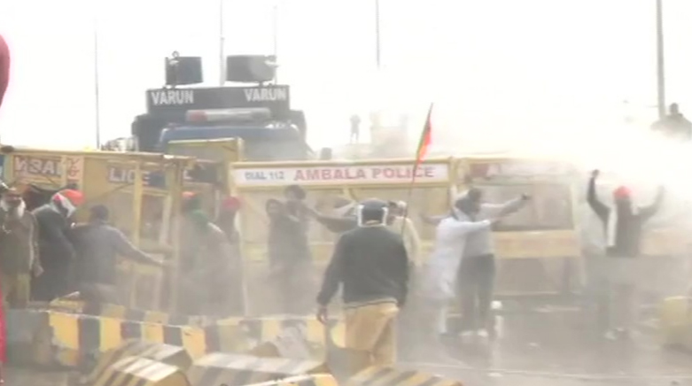 Farmers' protest turns violent, police use water cannons, tear gas in Haryana