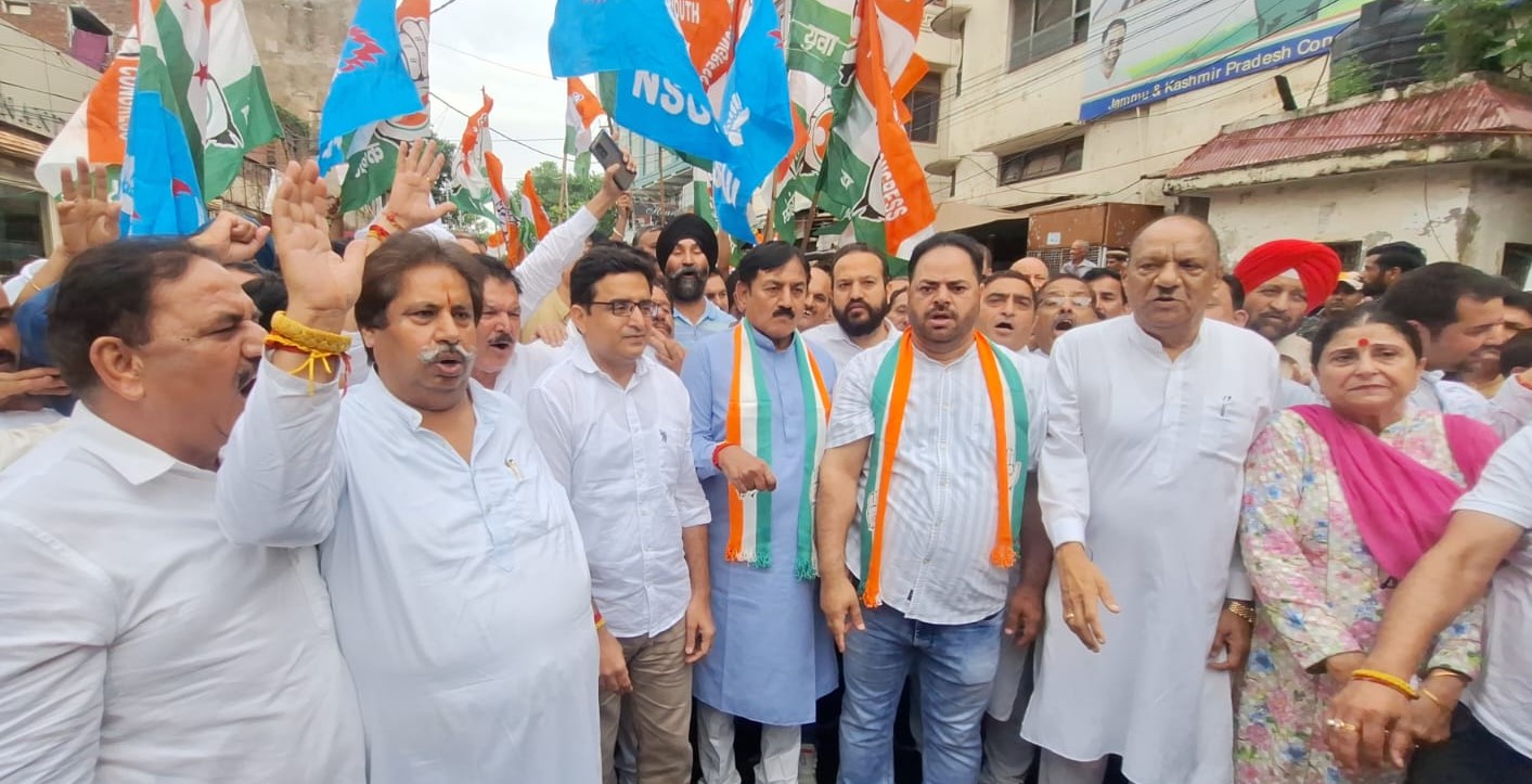 Congress stages protest in Jammu against recent terror attacks