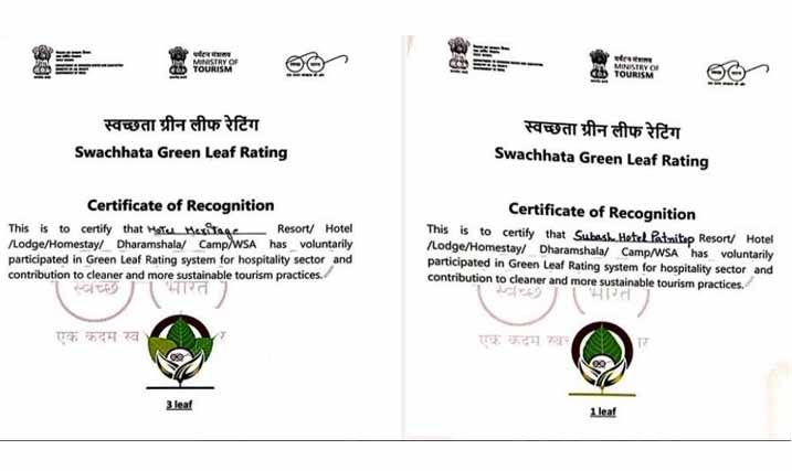 2 Udhampur Hotels achieve Swachhata Green Leaf Rating