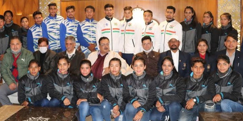 Navin Choudhary interacts with Water Sports Indian team in Srinagar