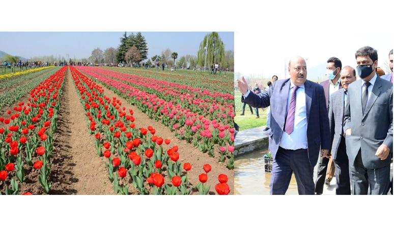 Chief Secretary throws open Tulip garden to public; Inaugurates E-ticketing