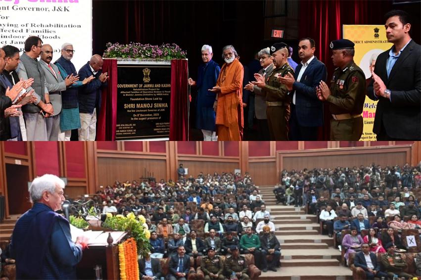 Lieutenant Governor lays foundation stone for construction of new houses for families affected due to recent natural calamities and unprovoked Pakistani shelling during Operation Sindoor in Jammu