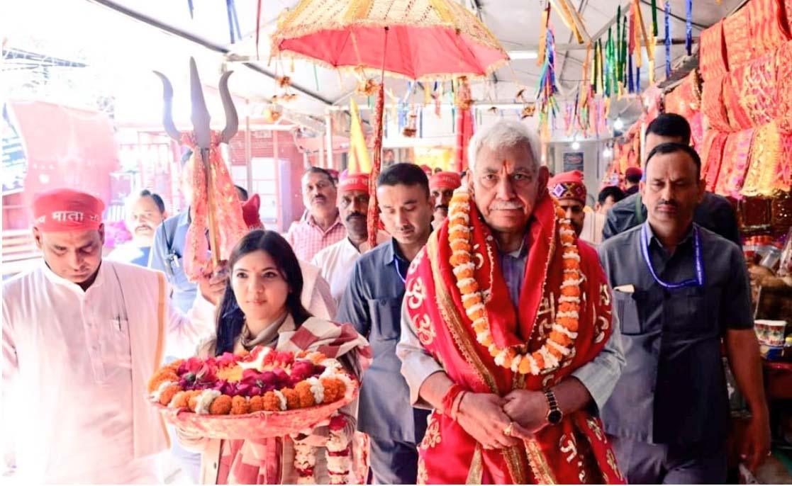 LG Manoj Sinha Flags off Vaishno Devi Chhadi Yatra from Kol Kandoli Temple in Nagrota