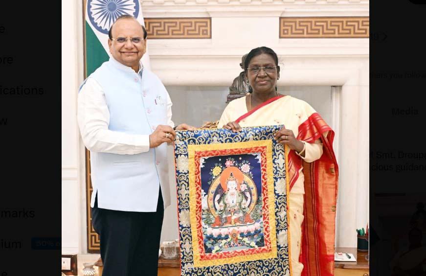 Newly appointed Ladakh L-G VK Saxena meets President Murmu