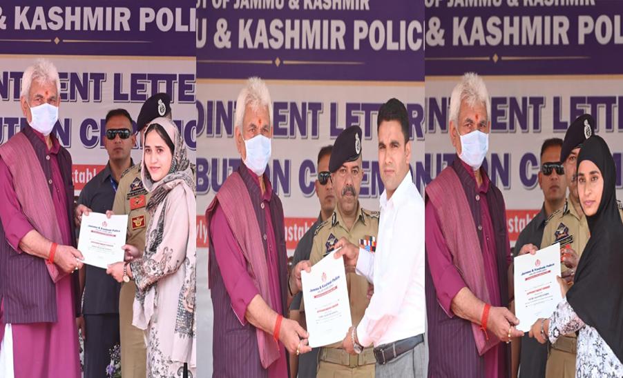 Lieutenant Governor hands over Appointment Letters to Newly Recruited Constables of Jammu Kashmir Police