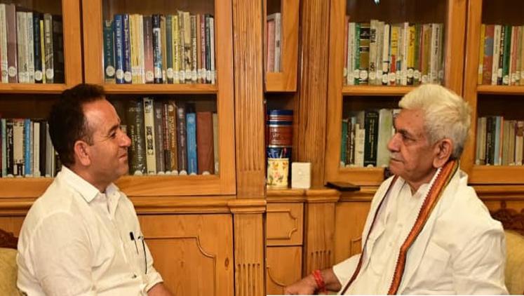 LoP Sunil Sharma Meets LG Manoj Sinha at Raj Bhawan Srinagar