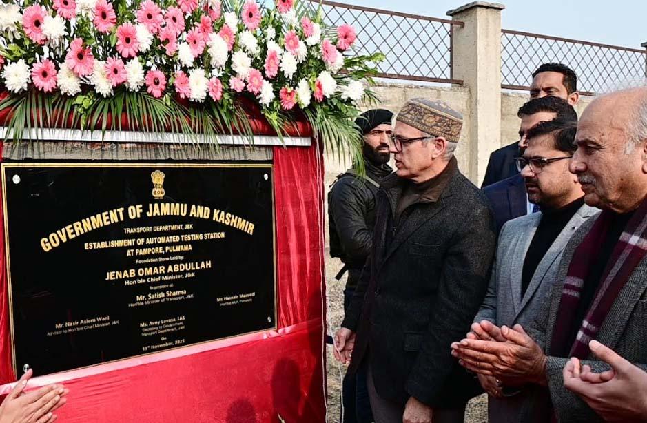 CM Omar Abdullah lays foundation for Automated Testing Station in Pampore