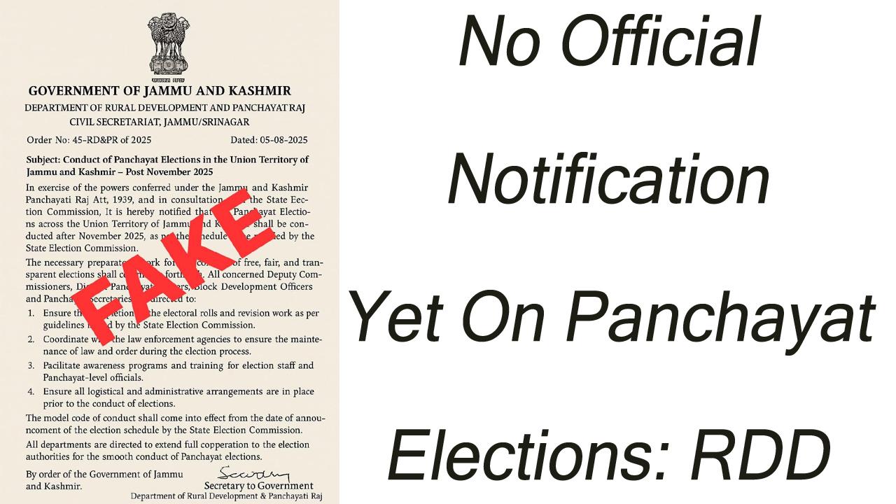 Fake order regarding conduct of Panchayat elections in J&K doing rounds