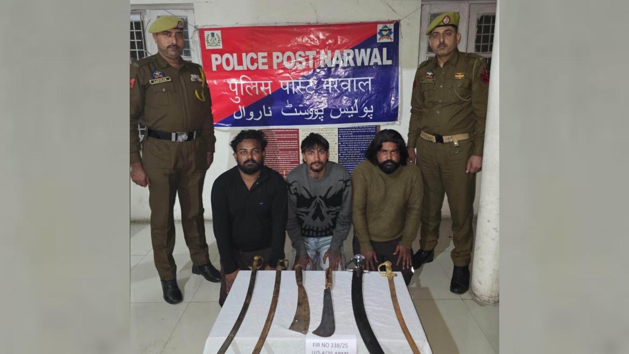 Three men arrested in Jammu for possessing Sharp-Edged weapons