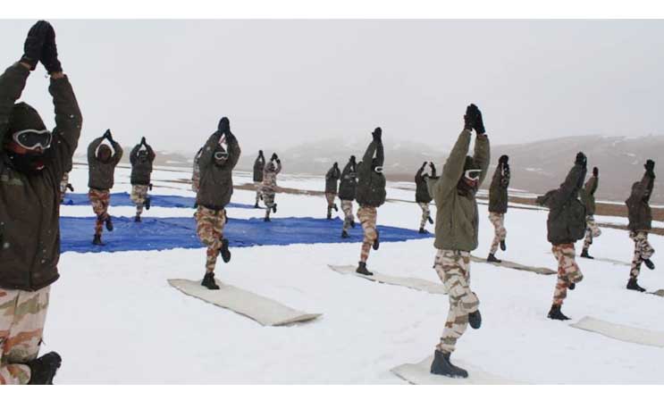 International Yoga day: ITBP performs Yoga at 18,000ft icy heights of Ladakh