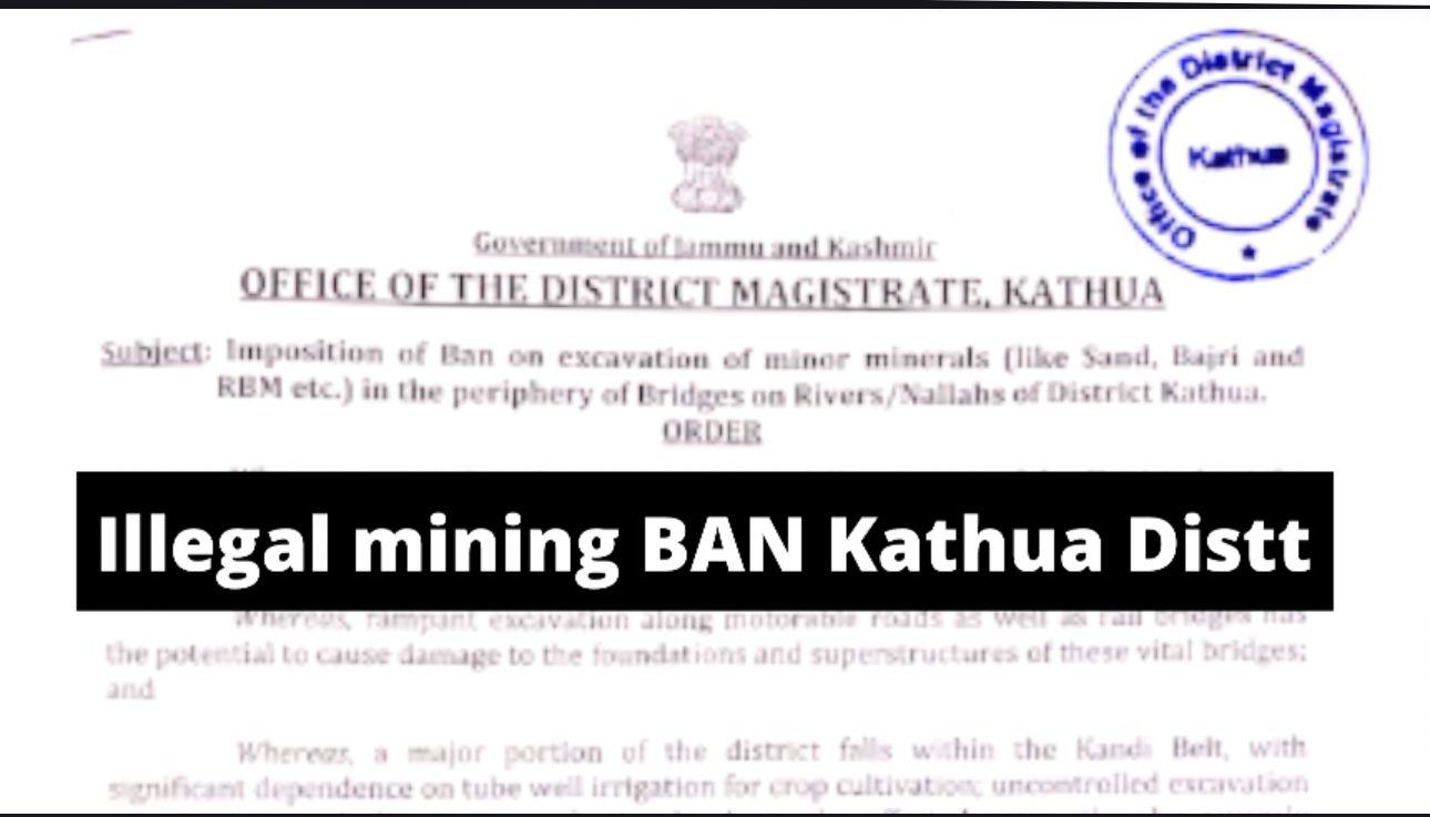 J&K: Ban on Illegal Mining near Bridges & Nallahs in Kathua Distt